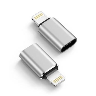 Imagem de [Pacote com 2] Adaptador USB C para Lightning fêmea para macho, conversor tipo C para Lightning suporta carregamento rápido PD e sincronização de dados – Compatível com iPhone 14/13/12/11/X/XR Pro