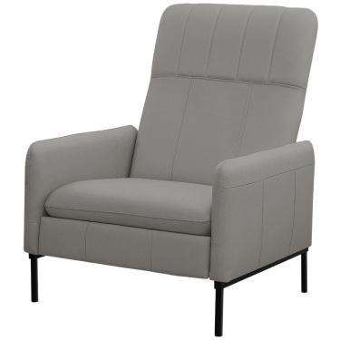 Imagem de Poltrona Decorativa Fixa Retrátil Reclinável Lutor L06 Couro Cinza Claro - Lyam Decor