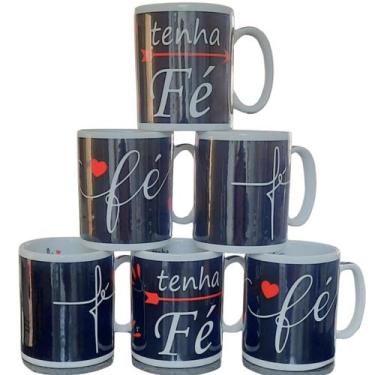 Imagem de Kit Jogo Conjunto 6 Canecas 300ml Porcelana Estampa Variada - Antilope