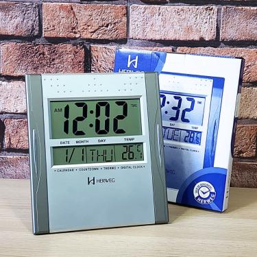 Imagem de Relógio de Parede e Mesa Herweg Digital Cinza Metálico 6474 - 071