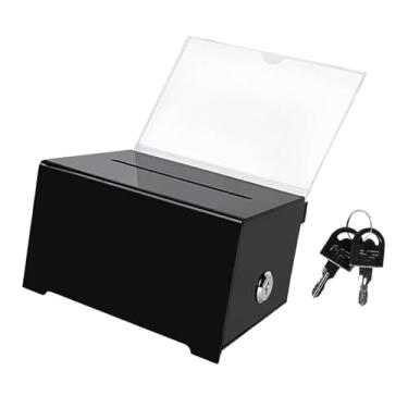 Imagem de oshhni Caixa de acrílico para doações, recipiente de armazenamento, multiuso, com fechadura, com 2 chaves, caixa de sugestões para doações de caridade, 16cmx12cmx10cm