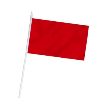 Imagem de Roll Maven Mini bandeira vermelha pacote com 100 - Bandeiras pequenas em branco vermelhas sólidas em miniatura - Resistente ao desbotamento e cores vivas - 12 x 20 cm com mastro sólido e topo de lança