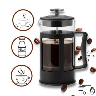 Imagem de Prensa Francesa Vidro Resistente Café Gourmet 350ml Chá Leite Espumado