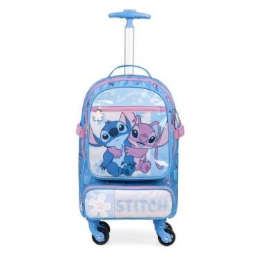 Imagem de Mochila de Rodinha Infantil Feminina Stitch e Angel Azul - Bagaggio, U