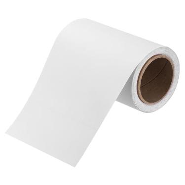 Imagem de HARFINGTON Fita adesiva de grão de madeira de 10 cm x 4,9 m PVC autoadesivo impermeável para moldura removível para moldura de porta de armário de banheiro, branco escovado