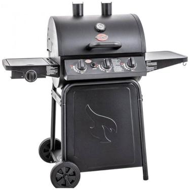Imagem de Churrasqueira a Gás Char-Griller Grillin Pro 3 Burner em Preto com 40.800 BTU, Grades de Ferro Fundido e Racks de Aquecimento