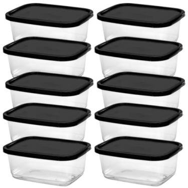 Imagem de Kit 10 Un de Marmitas Fitness 500ml Para Freezer/Microondas COR:PRETO