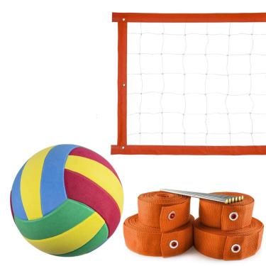Imagem de Kit Rede de Vôlei 9 metros + Marcação Laranja + Bola-Unissex
