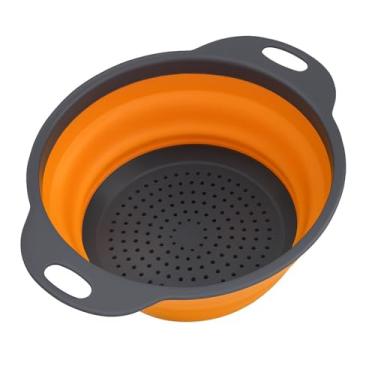 Imagem de Escorredor Multiuso de Silicone 24cm Redondo Dobrável Retrátil para Macarrão, Massas e Legumes – Moderno.