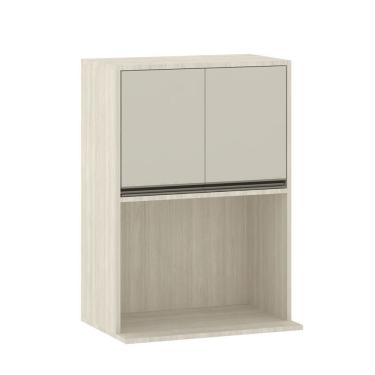 Imagem de Armário Aéreo 60 Cm Com Nicho Para Microondas 2 Portas Linea Pátina Ff/mocca Laca