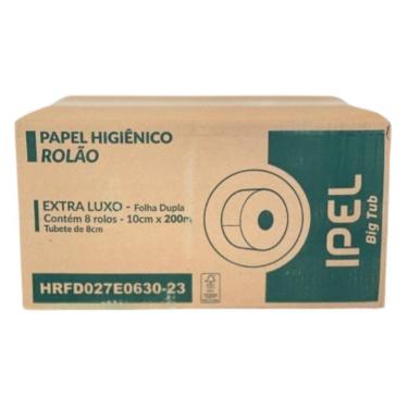 Imagem de Papel Higiênico Rolão Folha Dupla 10Cmx200M Com 8 Rolos
