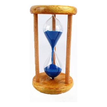 Imagem de Ampulheta Madeira E Vidro Relógio De Areia Azul 15 Seg F