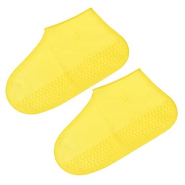 Imagem de L Capa de silicone dobrável à prova d'água, reutilizável, antiderrapante, sapatos de chuva, protetores de galochas para chuva ao ar livre, neve, amarelo, 1 par