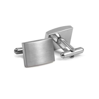 Imagem de Abotoaduras clássicas de aço inoxidável para homens casamento negócios abotoaduras, standard, Aço inoxidável, Sem Pedra Preciosa