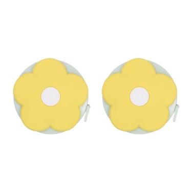 Imagem de 2 peças de fita métrica macia 152 cm retrátil 1,5 metro mini fita métrica de desenho animado régua para costurar artesanato pano medidas corporais, flor amarela