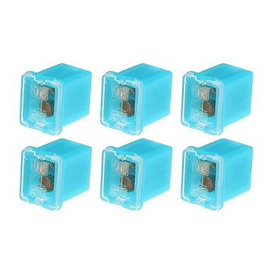 Imagem de Generic 6 peças mini fusíveis em forma de caixa 20 amperes, universal para caminhonetes, carros, SUV, plástico durável, metal azul