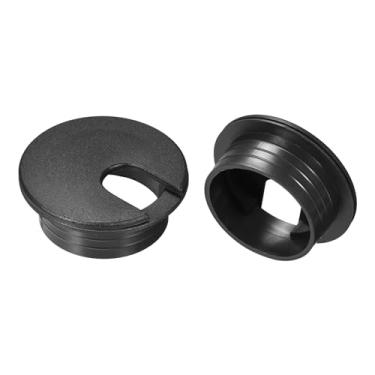 Imagem de 2 peças, capa para furo de cabo, 35 mm ABS 1,38 polegadas/35 mm, cabo de mesa, capa de orifício para escritório, computador, mesa, organizador de fios, preto