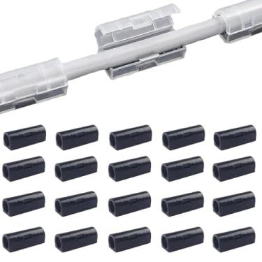 Imagem de 20 peças Braçadeira de arame de gancho de arame fixador de cabo de fixação de parede fita dupla face forte suporte de fios destacável organizador (preto)