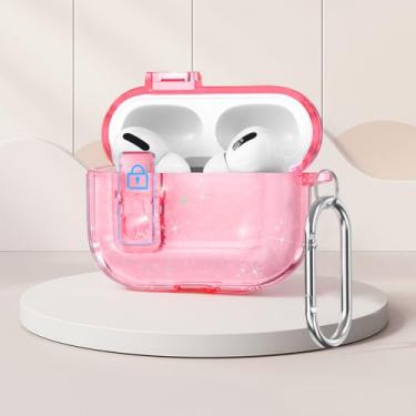 Imagem de Capa para fone de ouvido Switch Design adequada para Pro3 - Capa protetora, com chaveiro de aço inoxidável, rosa transparente