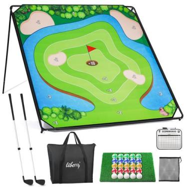 Imagem de Conjunto de jogos Liberry Golf Chipping, tapete de 180x180 cm, 2 tacos