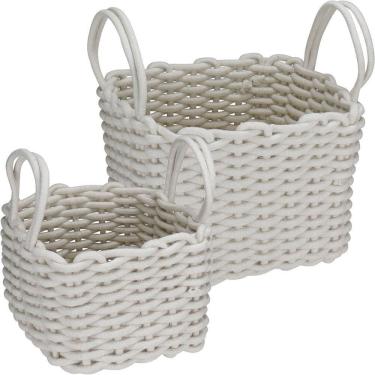 Imagem de Jogo 2 Peças Cesta Organizadora Home&co - G:31x27 P:26x21 Cm