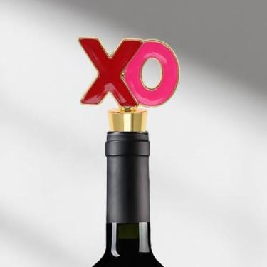 Imagem de Generic 1 peça de rolha de garrafa XO Letters liga de zinco PTR tom dourado vermelho rosa 9,5 x 4,8 x 2 cm