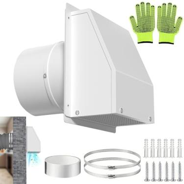 Imagem de Capa de ventilação de parede de 25,4 cm para ventilação de secadora, tampa de ventilação de exaustão de parede externa com tela e amortecedor, exaustor externo para ventilação de parede para