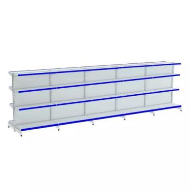 Imagem de Gondola Centro 137 Fit Ate 5 Metros Branco 40 Bandeja Pe Azul - AMAPÁ