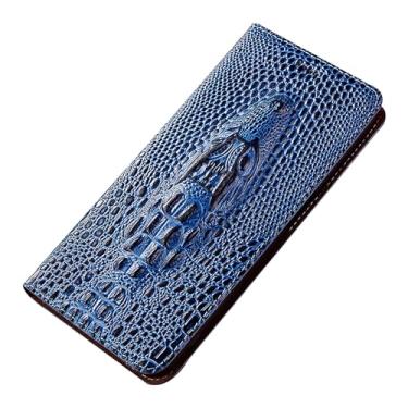 Imagem de POYUFRG Capa carteira para Honor Magic 8 Pro/Magic 8, capa de couro genuíno com estampa de cabeça de crocodilo 3D, capa flip magnética com compartimentos para cartões, cromada, 8