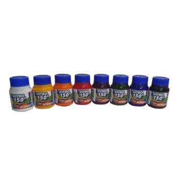 Imagem de Tinta Vitro 150o 37 mL Para Vidro e Porcelana Kit 8 Cores - ACRILEX