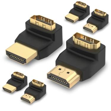 Imagem de VCE Adaptador HDMI 90 e 270 graus, pacote com 6, adaptador HDMI de ângulo reto macho para fêmea, conector em forma de L com 4K@60Hz, 3D para TV Stick, HDTV, PC
