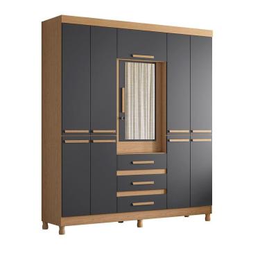 Imagem de Guarda Roupa Fusion Casal Porta Basculante Espelho Albatroz Freijó/titanium