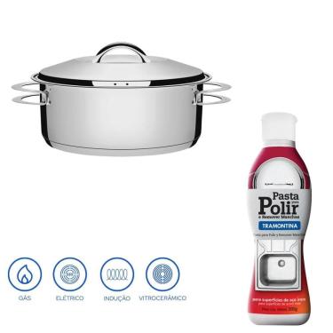 Imagem de Kit Caçarola Rasa Solar 20Cm + Pasta Para Polir Tramontina