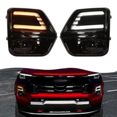 Imagem de Zrebrio Faróis de neblina LED DRL para Chevrolet Chevy Colorado WT LT Trail Boss Z71 2023-2025 Acessórios para-choques dianteiros Luzes diurnas com seta sequencial (DRL1)