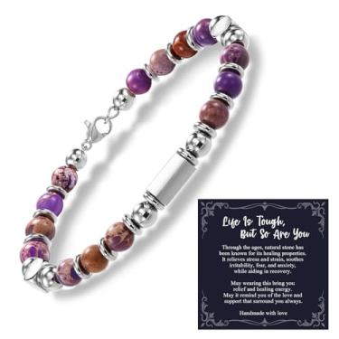 Imagem de Alissl Pulseira de amizade para mulheres, presentes de irmã da amizade, pulseiras de pedra natural com contas para meninas adolescentes, presentes de confirmação de aniversário para mulheres e meninas