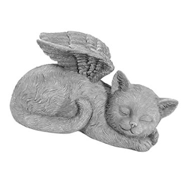 Imagem de Luqeeg Estátua Memorial de Anjo para Animais de Estimação, Escultura Em Resina para Animais de Estimação, Resistente a Arranhões, Ornamento de Jardim para de Amados (Gato anjo)