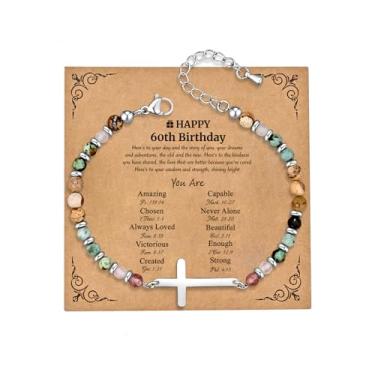 Imagem de JUTOLOKA Pulseira de cruz banhada a ouro 18K para mulheres | Presentes baseados na fé cristã para batismo, confirmação, Páscoa | Presente para mãe, irmã, sobrinha, amiga no aniversário, Natal, Medium