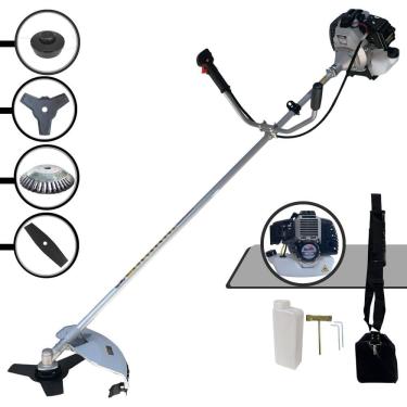 Imagem de Podador de Grama Completo Toyama TBC43H À Gasolina 2T 43cc 1,7HP 4 Opções de Corte Com Faca 2 Pontas, Faca 3 Pontas, Escova de Aço e Carretel de Nylon