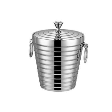 Imagem de Balde de gelo de aço inoxidável balde de champanhe para festas de bar balde de gelo grosso prateado (tamanho: 12,9 cm) (12,9 cm)