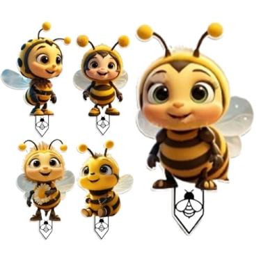 Imagem de Estacas decorativas de jardim, estacas decorativas de acrílico 2D para plantas pequenas - ornamento de arte de gramado à prova de ferrugem, adorável decoração ao ar livre para caminho, varanda