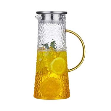 Imagem de YWangQiang Jarros de filtro, conjunto de jarros de água fria, jarro de grande capacidade, jarro de vidro resistente ao calor, jarro de suco doméstico com tampa, jarro multiuso de 1400 ml (cor