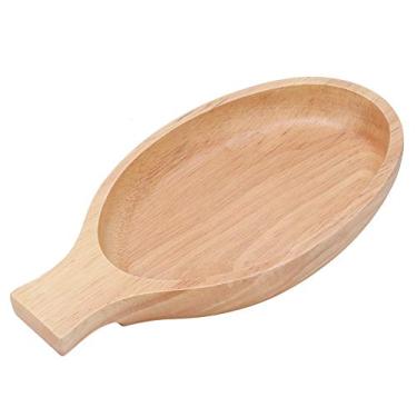 Imagem de WHITEUQ Pratos de madeira para aperitivos de molho com alça pequena bandeja de servir em forma de peixe para porta-copos de mesa, geléia, sushi (uma cor pequena)