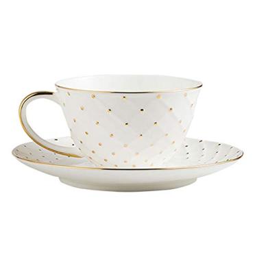 Imagem de Yalych Caneca Bone China Espresso Xícaras - 173 g Demitasse Xícaras e Pires Porcelana Cappuccino Xícaras para Latte, Café, Chá, Mocha Coffe Xícara de Café (Cor: Ouro)