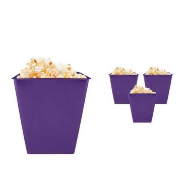 Imagem de Kit 4 Pipoqueira Retrô Lilás 2,6L Plástico Premium - Bb Store