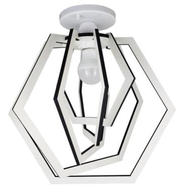 Imagem de Luminária Plafon E27 Led Design Moderno Madeira Mdf Hexágono - Caroá