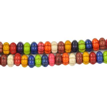 Imagem de Lady Works Fio de 33 cm de pedra natural tingida turquesa, contas lisas de abóbora de 13 x 6 mm para fazer joias DIY | Beads_02565