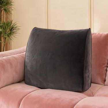 Imagem de Daneey Travesseiro de costas para sentar na cama, almofada de apoio para as costas para sofá, descanso de cama, encosto, capa de veludo removível, preta