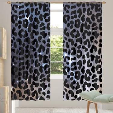 Imagem de 2 conjuntos de painéis padrão leopardo céu estrelado cortinas transparentes arejadas com filtro leve painéis de cortina leve cortina de porta cortina para janela para sala de estar, quarto, jantar, 84