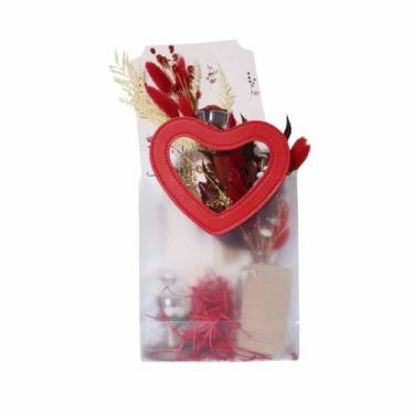 Imagem de Bolsa Encantar pronta p/ Presentear com Flores Secas - Vermelha - Pens