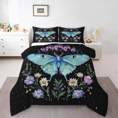 Imagem de Feelyou Conjunto de edredom Queen com estampa floral botânica e floral